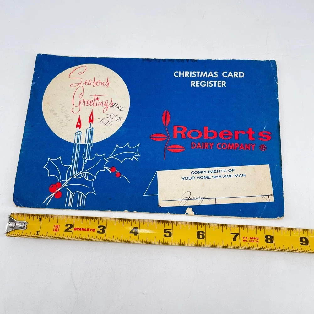 Vintage Roberts Dairy Company Christmas Card Register 1980s Ephemera Booklet